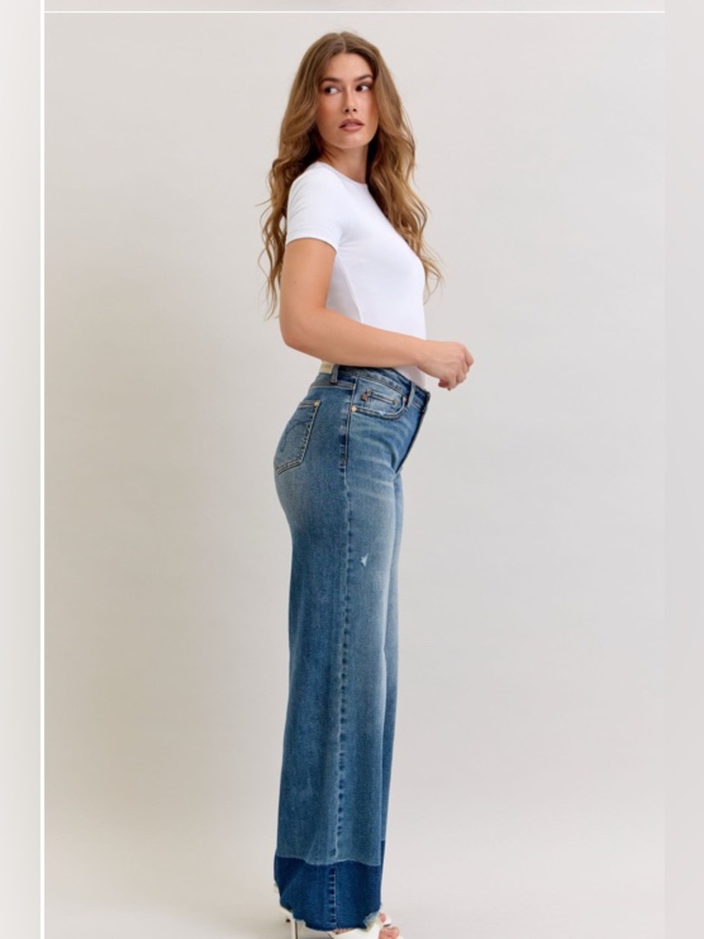 Judy Blue HW Column Straight Colorblock Jeans - Picture 4 of 5